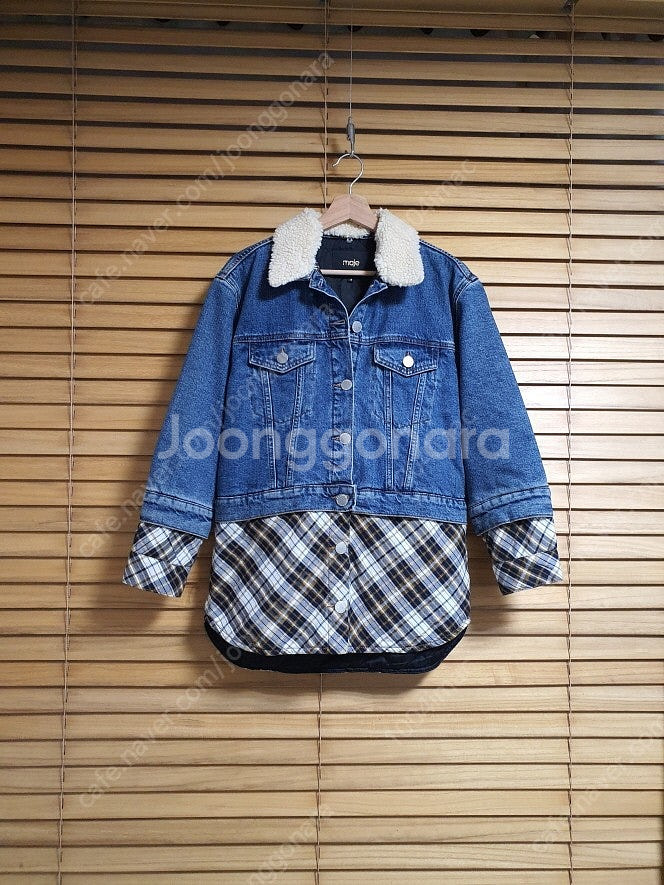 마쥬 maje 텍스처 블록 누빔 데님 자켓 36 사이즈--1