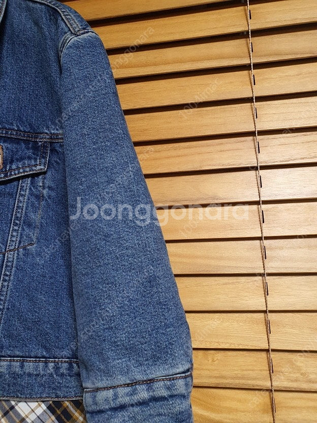 마쥬 maje 텍스처 블록 누빔 데님 자켓 36 사이즈--8