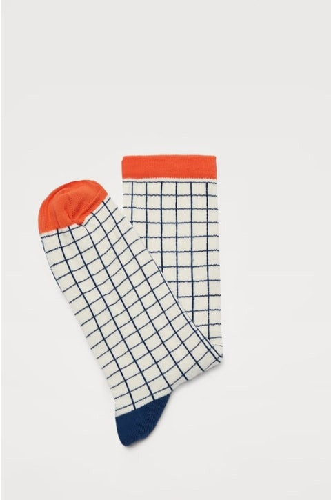 자라 체크 자카드 삭스 양말--2