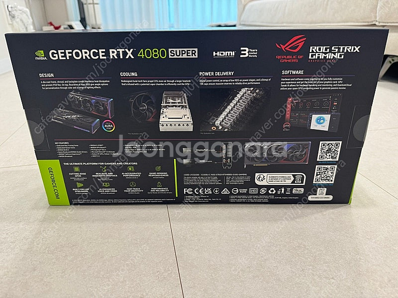 ASUS ROG STRIX RTX 4080 슈퍼 OC 16GB 그래픽카드 미개봉품 판매 합니다. 170만원!!--2
