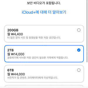 애플 아이클라우드 2tb 인당 500gb씩 1년