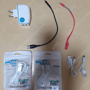 10W 스마트폰 2포트 충전기, USB A to C 케이블 등 판매합니다.