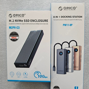 최고급 오리코 Orico 8in1 USB C hub 4K60Hz 100W PD 충전 각종 메모리 슬롯과 유선랜 허브, 오리코 Orico NVME 외장 SSD 알루미늄 케이스 미개봉