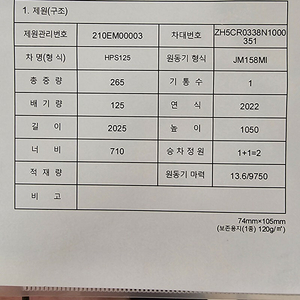 몬디알 힙스터 125cc 22년식