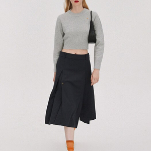 렉토 MISTY WOOL LOW-RISE PLEATED SKIRT