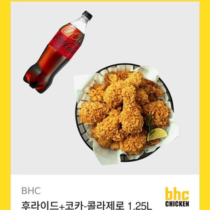 BHC 후라이드+코카-콜라제로 1.25L 22500원 유효기간 2025/09/16