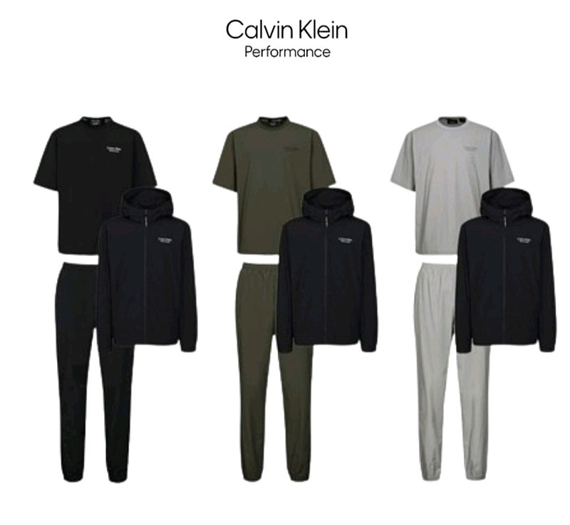 (새제품)캘빈클라인퍼포먼스 24SS 남여공용 바람막이 셋업 3종 (바람막이1종+반팔티1종+긴바지1종) 사이즈s90--3