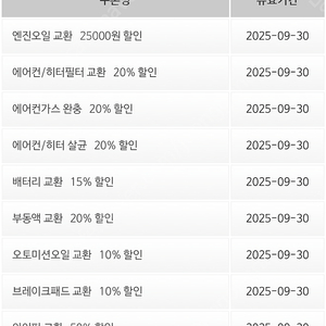 sk 스피드메이트 경정비 쿠폰 (국산차, 수입차 모두 가능, 목록 확인 부탁드려요)