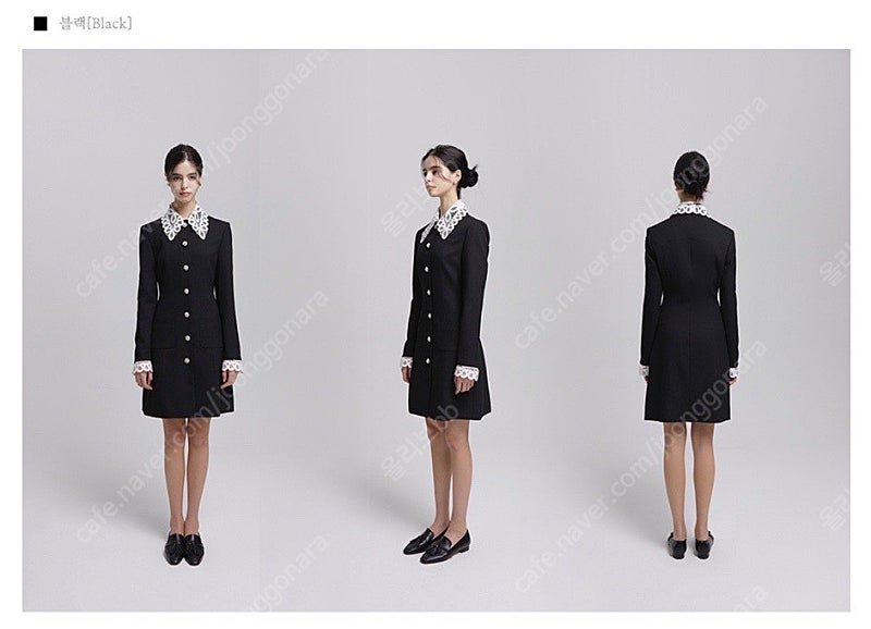 [새상품] 씨에이치에이 클래식 커프스 트위드 원피스 블랙 M 이미지