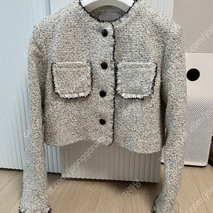 던드롭 트위드 DD_Gray woven wool short jacket 운포5.5