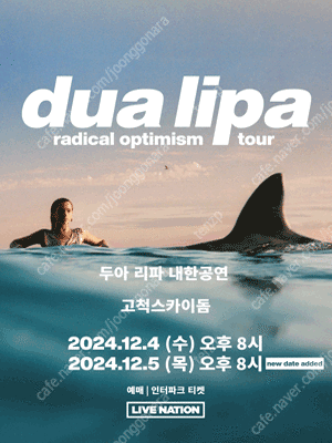 2024 Dua Lipa 두아 리파 내한콘서트 12월5일(목) T12구역 테이블석 2연석 2매