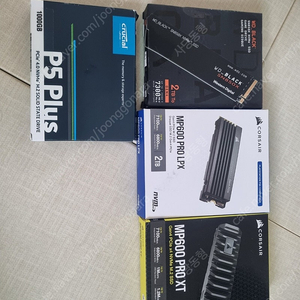 커세어 MP600PRO XT, LPX 2TB / WDSN850X 2TB / 크루셜 P5 PLUS 1TB