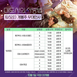 대도시의사랑법 무대인사 판교 :: CGV 10/5 D열 양도합니다.