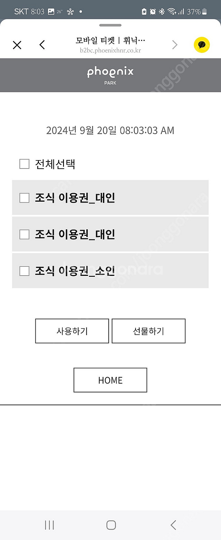 휘닉스파크 곤돌라 1매 온도 소인 조식 1매 판매합니다...--0