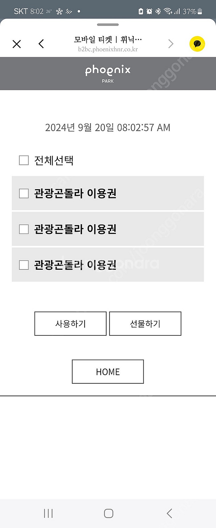 휘닉스파크 곤돌라 1매 온도 소인 조식 1매 판매합니다...--1