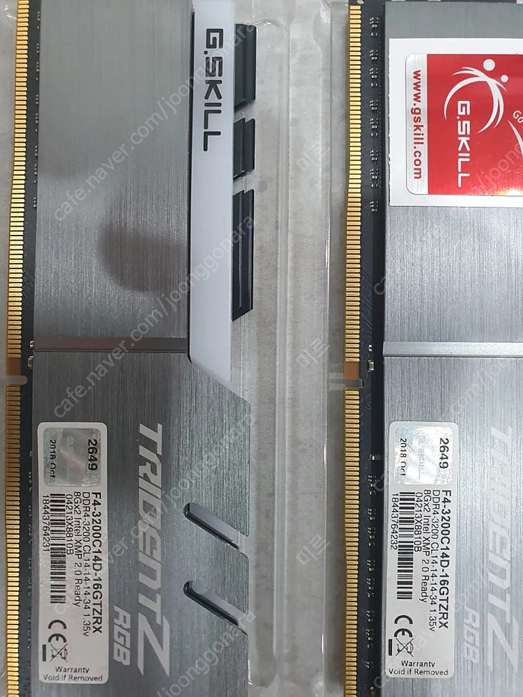 지스킬 트라이던트DDR4 3200 cl14 16G(8*2)판매합니다.--2