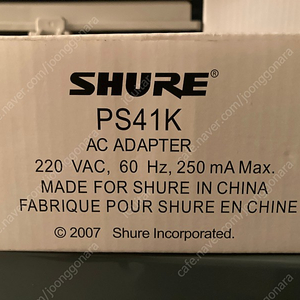 SHURE 무선수신기 전원 어댑터 PS41K 박스풀(미사용) 3EA(일괄 55,000)