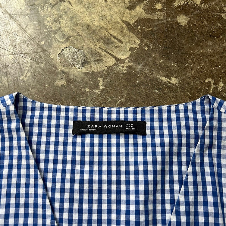 m) ZARA 자라 퍼프소매 깅엄체크 블라우스 셔츠 cos 아르켓--4