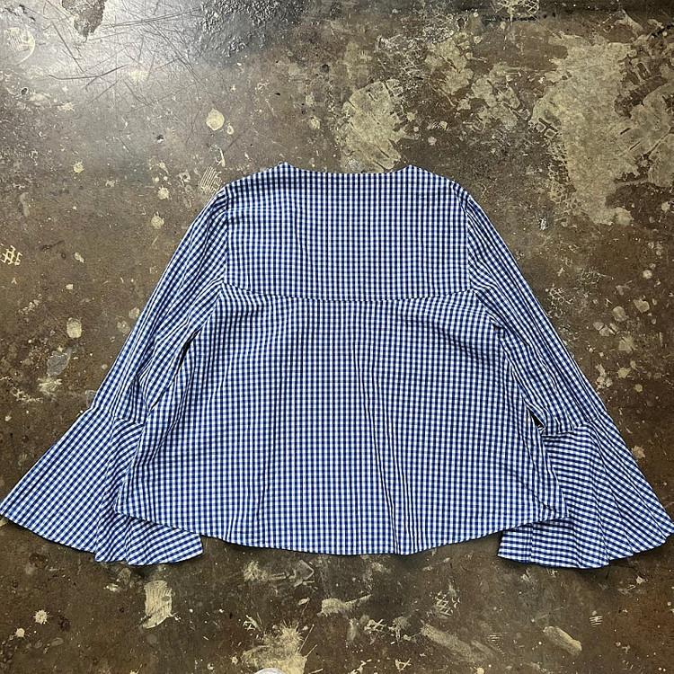 m) ZARA 자라 퍼프소매 깅엄체크 블라우스 셔츠 cos 아르켓--5