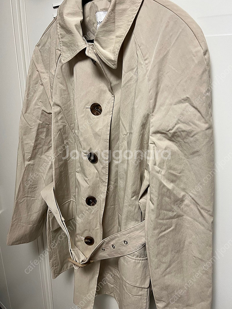 디누븐 숏 트렌치 자켓 벨트 하프 트렌치코트 베이지--3