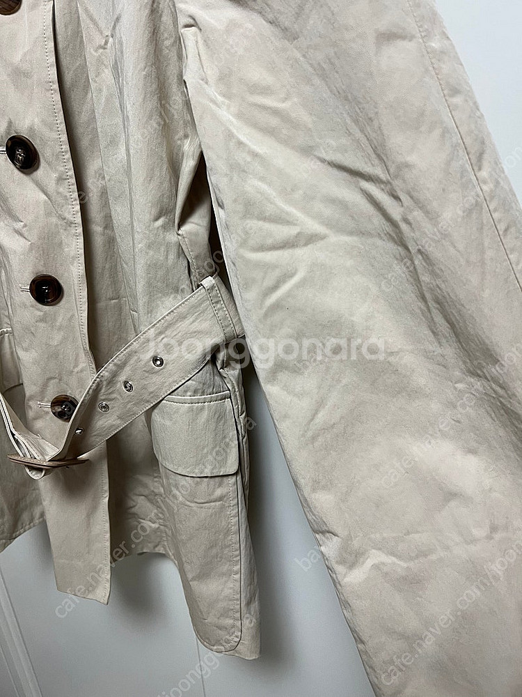 디누븐 숏 트렌치 자켓 벨트 하프 트렌치코트 베이지--4