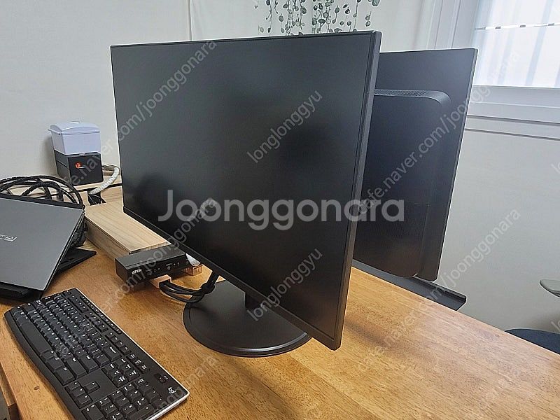 한성 4k 모니터 2대 + 화면전환 스위치 + 듀얼모니...--3