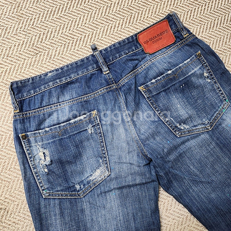디스퀘어드 멀티 스팟 페인팅 레드탭 슬림 진--7