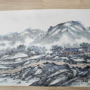 오래된 동양화 수묵 산수화 낙질그림 63x43cm