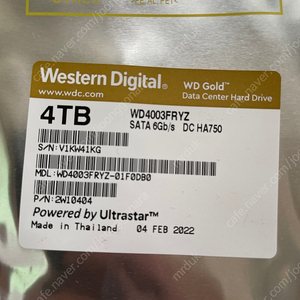 Western Digital HDD 4TB WD Gold 엔터프라이즈 3.5인치 내장 WD4003FRYZ