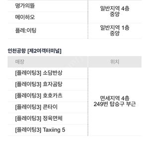 인천공항 1,2터미널 내 식사권