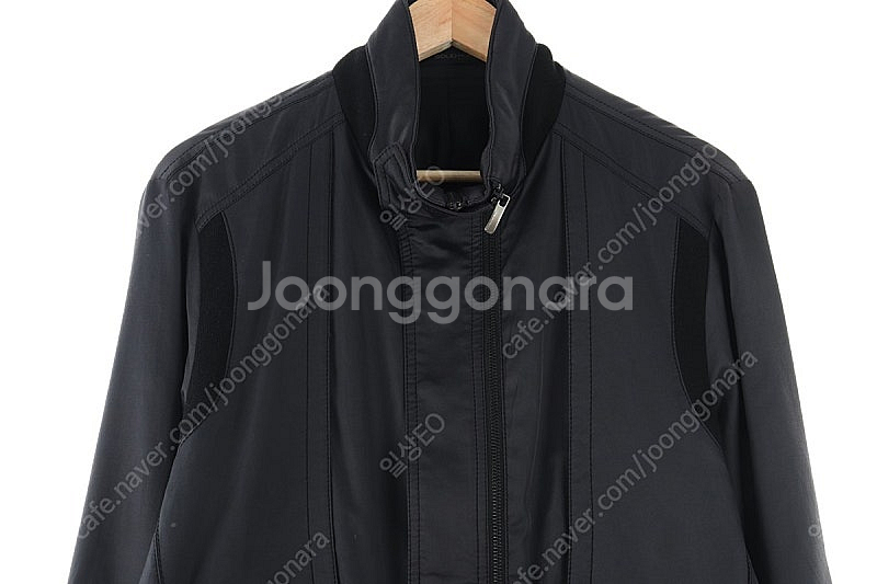 (XL) 솔리드옴므 집업 바람막이 점퍼자켓 블랙 면 올...--1