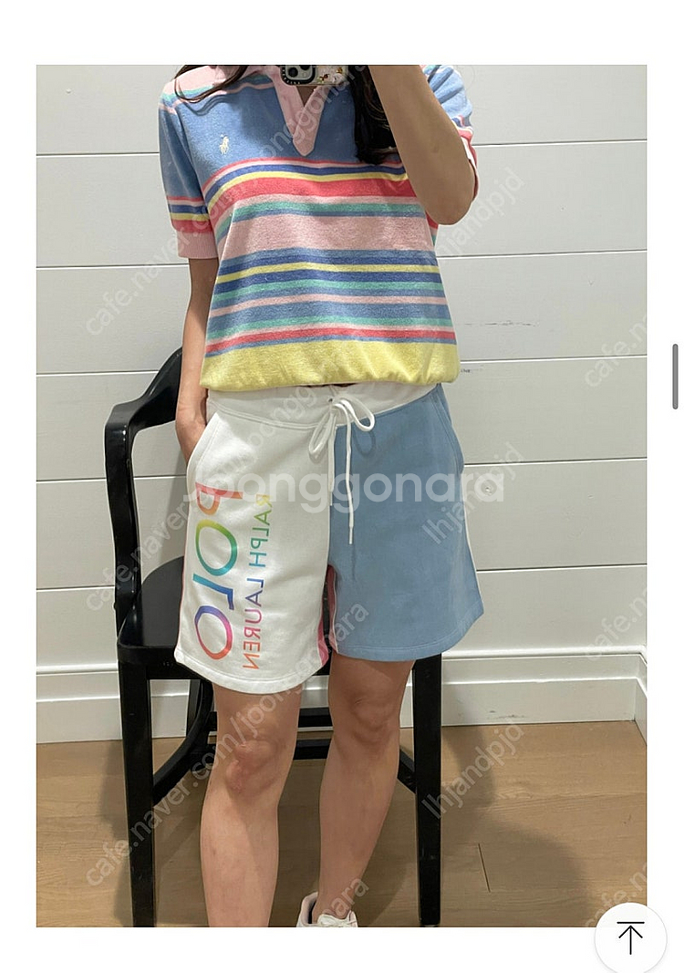 폴로 랄프로렌 포니 자수 파스텔 타올 반팔 티셔츠 반바...--0