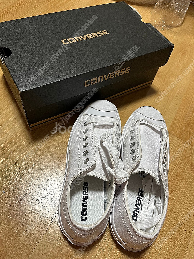 캔버스 잭퍼셀 레더 가죽 블랙 화이트 스니커즈 1S961​ 사이즈225--1