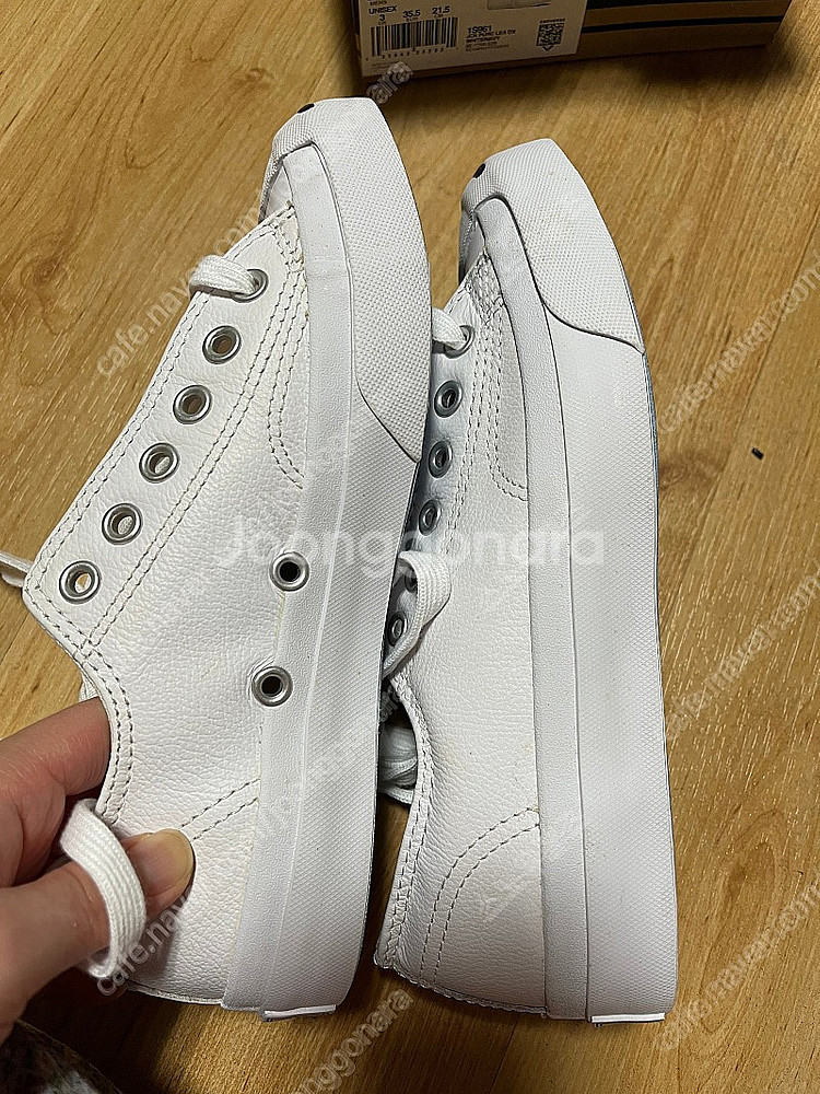 캔버스 잭퍼셀 레더 가죽 블랙 화이트 스니커즈 1S961​ 사이즈225--8