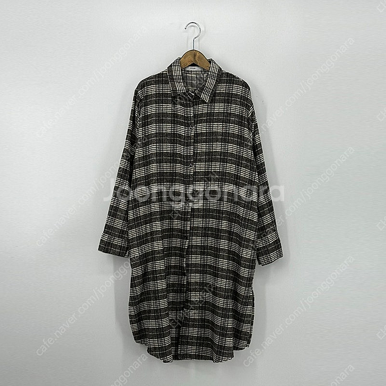 체크 롱 셔츠 원피스 (F size / BROWN)--0