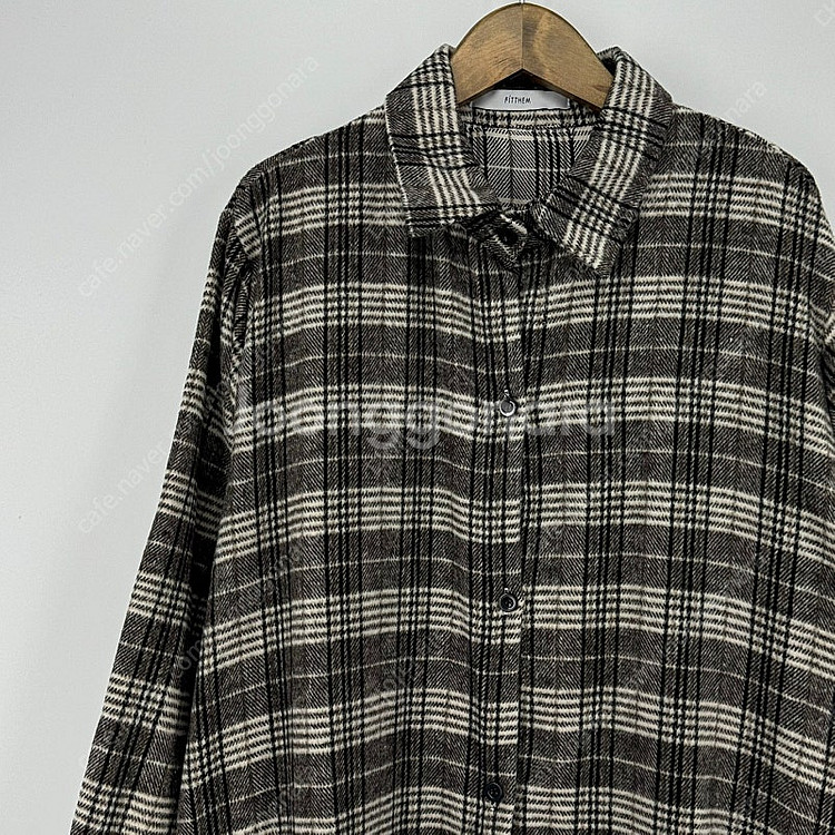 체크 롱 셔츠 원피스 (F size / BROWN)--2