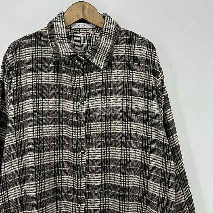체크 롱 셔츠 원피스 (F size / BROWN)--3