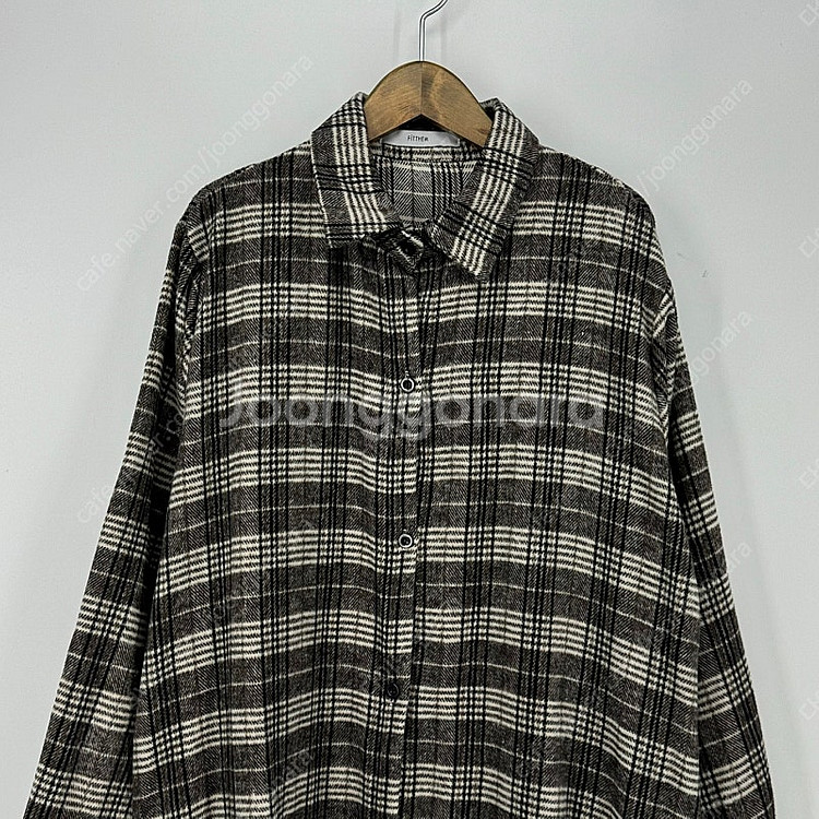 체크 롱 셔츠 원피스 (F size / BROWN)--4