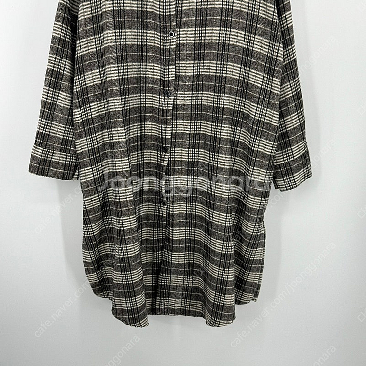 체크 롱 셔츠 원피스 (F size / BROWN)--5