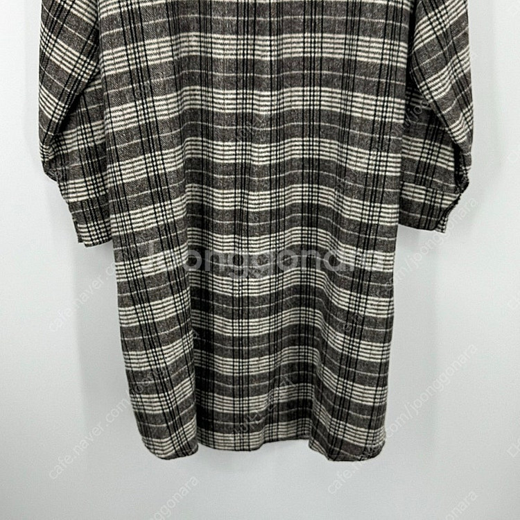 체크 롱 셔츠 원피스 (F size / BROWN)--9