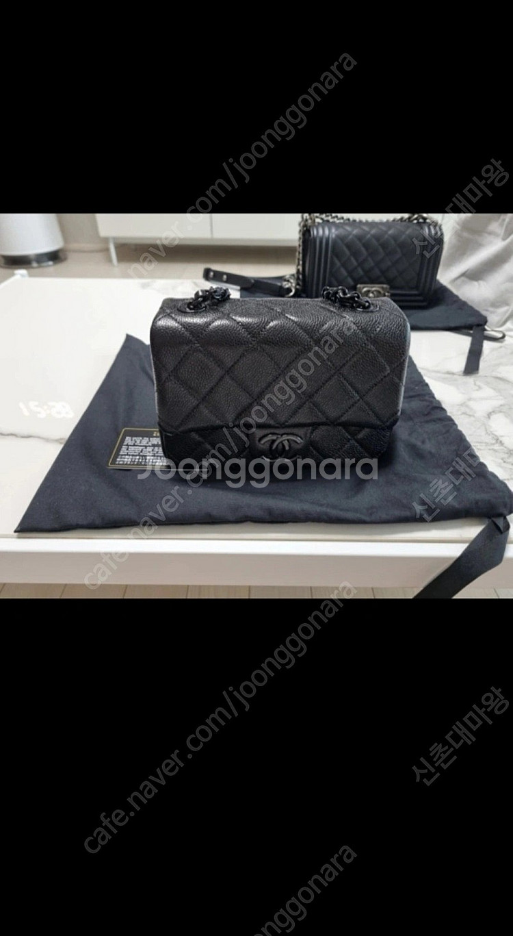 샤넬 쁘띠삭 캐비어 미니 레커드 메탈 블랙/ 시즌상품--0
