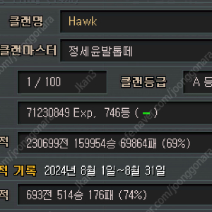 700등대 Hawk 클랜팝니다