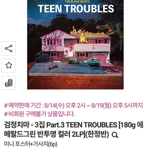 검정치마 틴트러블스 teen troubles lp 배송지 변경