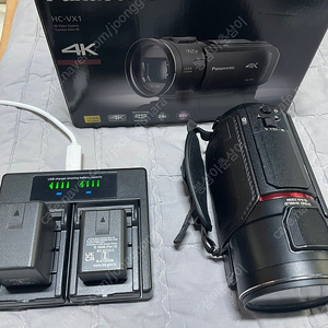 파나소닉 4k hc-vx1 캠코더 + 대형배터리 + 2구 충전기