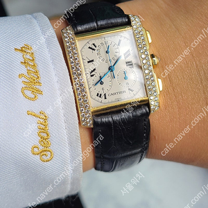 [정품] 까르띠에 탱크 프랑세스 프랑세즈 18K 금통 다이아 크로노그래프 XL (Cartier Tank Francaise Chronograph 18K Diamond XL)