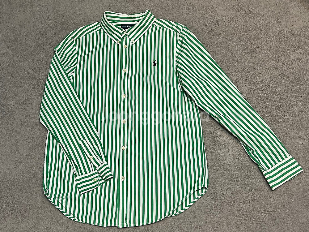 95-100 폴로 랄프로렌 그린 스트라이프 셔츠--1