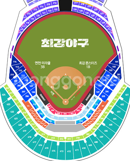 최강야구 단석 (4층 내야 2장, 4층 외야 1장)--0