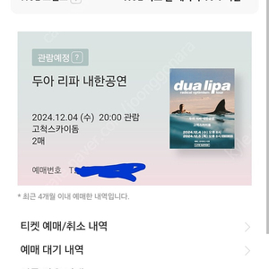 [정가양도] 두아리파 Dua lipa 스탠딩 R석 C구역