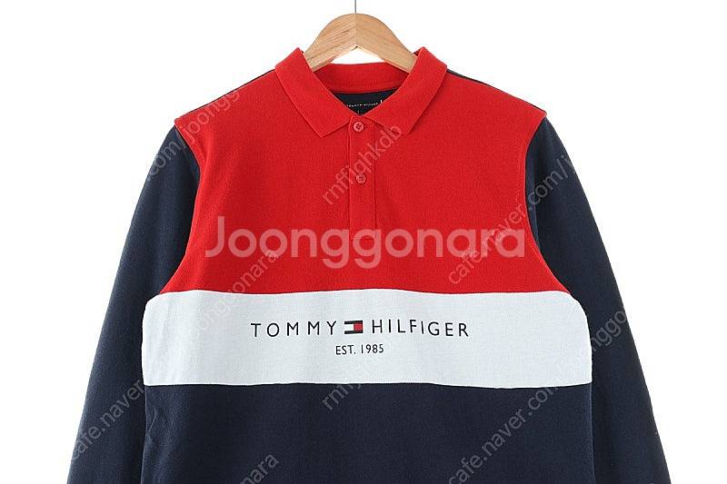 (M) 타미힐피거 카라 긴팔티셔츠 빅로고 면 올드스쿨--1