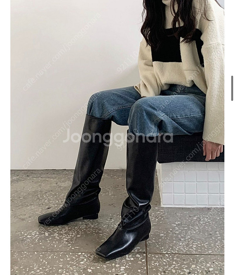 (새상품) 에펠클래식 블루밍 소가죽 롱부츠 250 운포--3